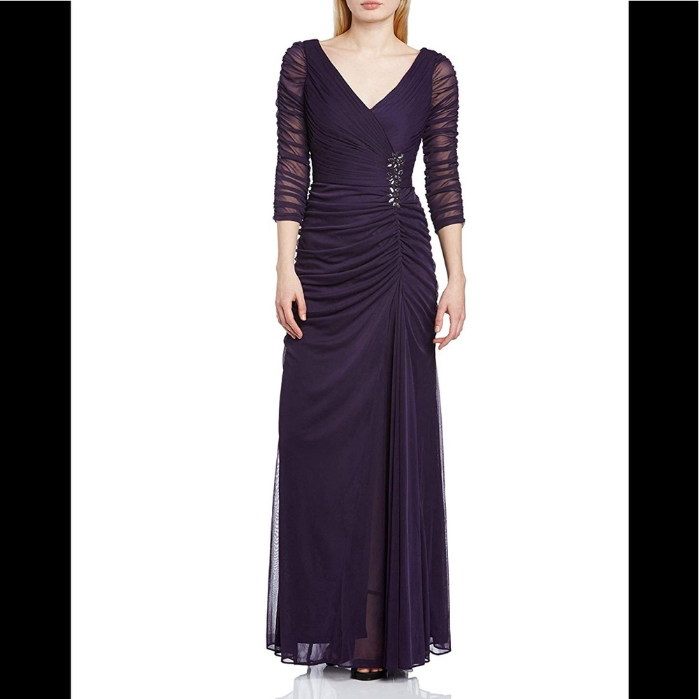 Adrianna Papell Drape Covered Gown- Aubergine